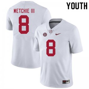 NCAA Youth Alabama Crimson Tide #8 John Metchie III Stitched College 2020 Nike Authentic White Football Jersey LE17O33SW
